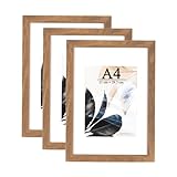 Bilderrahmen A4 | Holzfarbe | Plexiglas | Posterrahmen | Fotorahmen | 3er...