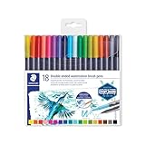 STAEDTLER 3001 TB18 Doppel-Fasermaler (feine Spitze und Pinselspitze, für...