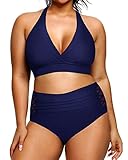 Yonique Zweiteiliger Damen-Bikini, Übergröße, Neckholder,...