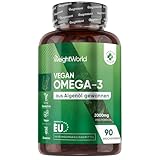 Omega 3 Vegan - 90 Weich-Kapseln - 2000mg Omega 3 Algenöl liefern 600mg...