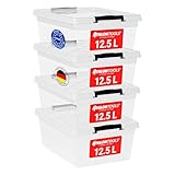 ATHLON TOOLS 4x 12.5 L Aufbewahrungsboxen mit Deckel, lebensmittelecht -...