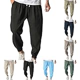 Lässige Herren-Jogginghose mit Bündchen, Baumwoll-Leinenhose, lockere...