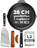 TECOR Gusseisenpfanne Induktion 28 cm geschliffen, universell, natürlich -...
