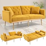 SUPPNEED Samt-Sofa, umwandelbares Futon-Sofa-Bett, Akzent-Sofa Liege,...