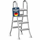 poolomio® Poolleiter Edelstahl mit Handlauf bis 120 cm | Einstiegsleiter...