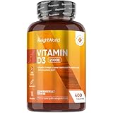 Vitamin D3 2000 I.E. - 400 vegane Tabletten - 1 + Jahr Vorrat - 1 Tablette...