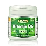 Greenfood - Vitamin B6-25 mg - Hochdosiert - 180 vegane Tabletten - Gut...