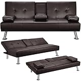 Yaheetech 3er-Sofa Schlafsofa Couch mit Tassenhalter Gästebett,...