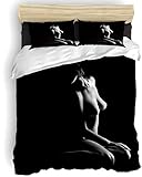 YZQGLHP Sexy Schönheiten BettwäSche Set Schwarz Microfaser Weich...