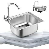 Kleine Küchenspüle, Einzelbecken, Edelstahl-Spüle, Wohnmobil,...