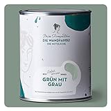 MissPompadour abwaschbare Wandfarbe Grün mit Grau 1L - hohe Deckkraft &...