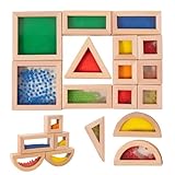 Kinder Bauklötze - 15-teiliges pädagogisches MINT Lernspielzeug aus Holz...