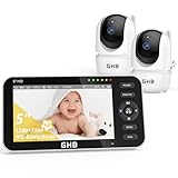 GHB Babyphone mit 2 Kameras 5 Zoll 720P HD IPS-Display Babyphone Kamera...