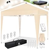 KESSER® Pavillon Faltpavillon 3x3m mit LED Beleuchtung Solar Fernbedienung...