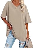 Ebifin Damen Oversize T Shirt mit V-Ausschnitt Kurzärmeliges Casual...