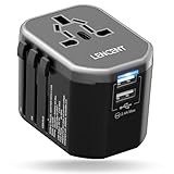 LENCENT Reiseadapter Weltweit, Universal Reisestecker mit 2 USB-A,...