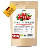 EWL Naturprodukte Hagebuttenpulver BIO 1kg, ganze Hagebutte gemahlen in...