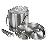 Montafox Edelstahl Eiswürfelbehälter 3 Liter Doppelwandig Groß...