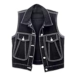 ZISTRCBAO Damen-Jeansweste – Ärmellose, Kurze Tanktops, Schwarz...