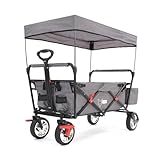 Fuxtec Bollerwagen faltbar FX-CT500 Grau mit Dach - Transportwagen klappbar...