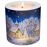 Kerze Weihnachten Kirche im Winter als Tischdeko für die weihnachtliche...
