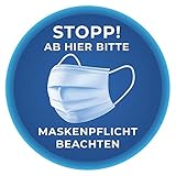 Maskenpflicht Aufkleber I 20 cm I rund I Hinweis-Klebeschildchen I für...