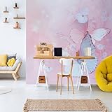 Fantasie Tier Schmetterling Tapete Kinderzimmer Aquarell Blumen Fototapete...