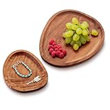 com-four® 2X Tablett-Set aus Akazienholz - quadratische Deko-Bretter -...