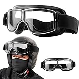 Mineup Motorradbrille, Helmbrille Retro, PU Leder Motorräder Brille,...