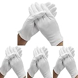 24 Stück (12 Paar) weiße Baumwollhandschuhe für trockene Hände,...