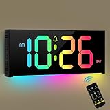 Wanduhr Digitale Groß mit Fernbedienung, 12' LED-Digitalwecker Digital...