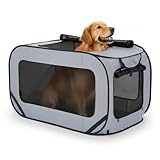 94*53*53 cm Hundetransportbox Faltbar, Doppeltüren Pop-Up-Transportbox...