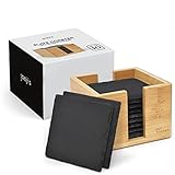 Joeji's Kitchen 10er Set Stein Schiefer Untersetzer für Getränke mit...