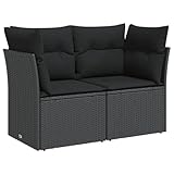 vidaXL Gartensofa mit Kissen 2-Sitzer, Sofa mit Staufach unter Sitzfläche,...