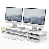 Fenge Dual Monitorständer Riser mit 2 Acryl Schubladen 108cm Große...
