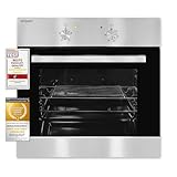 Exquisit Einbaubackofen, Backofen Einbaugerät Silber, 62 L Garraum,...