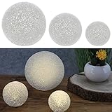 LED Dekokugel 3er Set │ Kunststoff Metall Ø15/10/8 cm weiß...