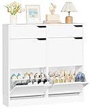 IRONCK Schuhschrank mit 4 Klappen, Schuhkipper Schmal mit 2 Schubladen,...