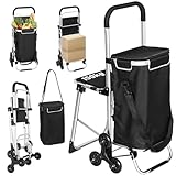 HOMCOM 3-in-1 Einkaufstrolley klappbar mit 40L Kapazität, klappbar Sitz,...