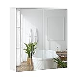 Yaheetech Badezimmerschrank mit 2 Spiegeltüren Hängeschrank...