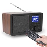 Retro UKW Radio aus Holz, DAB FM Retro Holz Bluetooth Radio mit...