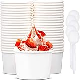 LATERN 50 Stück Eisbecher aus Papier mit 50 Stück Löffel, 12oz /360ml...