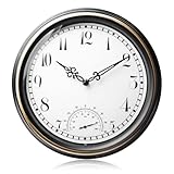 Behogan Wanduhr mit Temperaturanzeige, Innen Draussen Wetterfeste Wanduhr,...