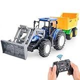 NEXBOX Ferngesteuerter Traktor Spielzeug fur Kinder - RC LKW Set Metall...