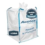 AWOTEX 4 Stück Big Bag beschichtet in 90 x 90 x 110 cm I Säcke mit 4...