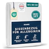 Dreamzie - 2er-Set Milbenbezug Kissen 40x60 - Allergiker Bettwäsche -...