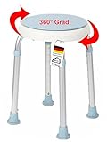 Izzy Duschhocker Rund 360 Grad Drehbar Badhocker Belastbar EN12182 und...