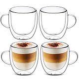 Doppelwandige Kaffeetassen,Cappuccino Tassen,Glastassen mit...