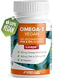 Omega-3 vegan 90 Kapseln - 1.500mg Algenöl mit EPA und DHA in optimaler...