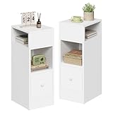 EUGAD Nachttische, 2er Set, schmal, Beistelltisch mit 2 offenen Ablagen und...